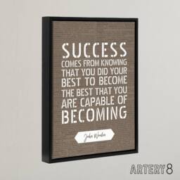 "Artery8 Basketball Quote John Wooden Success Your Best Framed Canvas Wall Art Print in Brown - Size: W24"" x H32""" - thumbnail 2