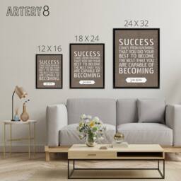 "Artery8 Basketball Quote John Wooden Success Your Best Framed Canvas Wall Art Print in Brown - Size: W24"" x H32""" - thumbnail 4