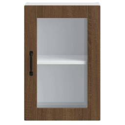 Berkfield Home Kitchen Wall Cabinet with Glass Door¬†Porto Brown Oak - thumbnail 6