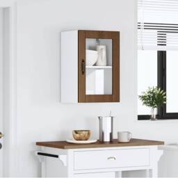 Berkfield Home Kitchen Wall Cabinet with Glass Door¬†Porto Brown Oak