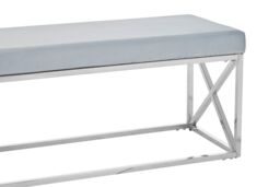 Orsina Mink Tufted Bench with Silver Stainless Steel Frame, Luxe Velvet Upholstered Accent Bench, Mink-Toned Seat in Blue - thumbnail 5