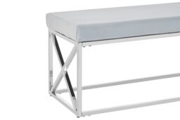 Orsina Mink Tufted Bench with Silver Stainless Steel Frame, Luxe Velvet Upholstered Accent Bench, Mink-Toned Seat in Blue - thumbnail 4