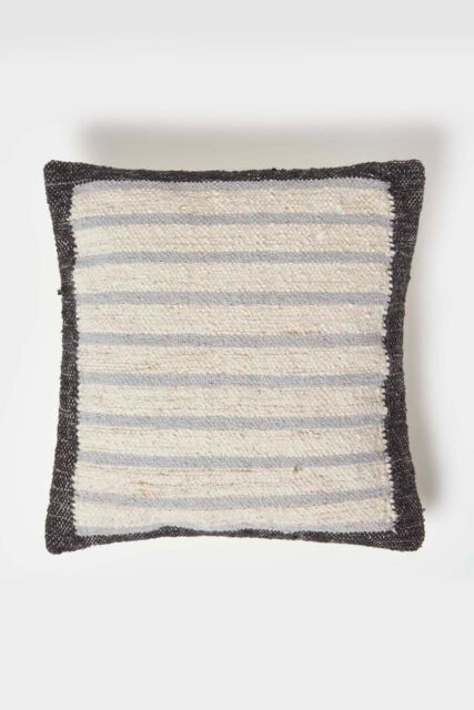 Homescapes Veria Handwoven Grey Stripe Kilim Cushion - Size: 45 cm x 45 cm - image 1