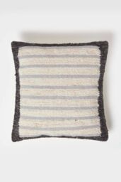 Homescapes Veria Handwoven Grey Stripe Kilim Cushion - Size: 45 cm x 45 cm
