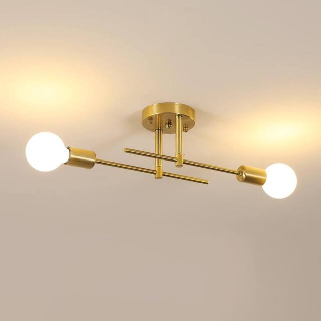 Goeco Ceiling Light Vintag, E27, Modern Chandelier for Living Room Bedroom in Gold - image 1