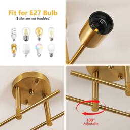 Goeco Ceiling Light Vintag, E27, Modern Chandelier for Living Room Bedroom in Gold - thumbnail 4