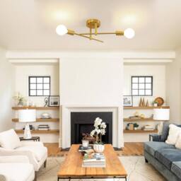 Goeco Ceiling Light Vintag, E27, Modern Chandelier for Living Room Bedroom in Gold - thumbnail 9