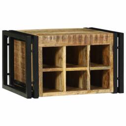 Berkfield Home Wine Rack 46x35x27.5 cm Solid Wood Rough Mango in Brown - thumbnail 2