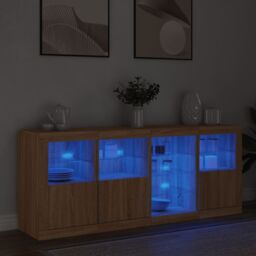 Berkfield Home Sideboard with LED Lights Sonoma Oak 164x37x67 cm in Brown - Size: 164 x 37 x 67 cm - thumbnail 4