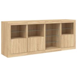 Berkfield Home Sideboard with LED Lights Sonoma Oak 164x37x67 cm in Brown - Size: 164 x 37 x 67 cm - thumbnail 5