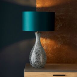 Loops Large White & Grey Glass Table Lamp Light Base - Brushed Bronze Metalwork - thumbnail 5