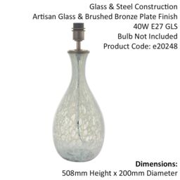 Loops Large White & Grey Glass Table Lamp Light Base - Brushed Bronze Metalwork - thumbnail 2