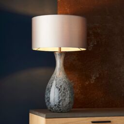 Loops Large White & Grey Glass Table Lamp Light Base - Brushed Bronze Metalwork - thumbnail 4