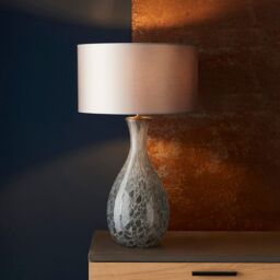 Loops Large White & Grey Glass Table Lamp Light Base - Brushed Bronze Metalwork - thumbnail 3