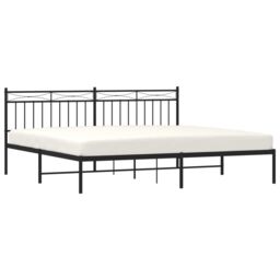 Berkfield Home Metal Bed Frame with Headboard Black 193x203 cm - thumbnail 3