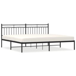 Berkfield Home Metal Bed Frame with Headboard Black 193x203 cm - thumbnail 2