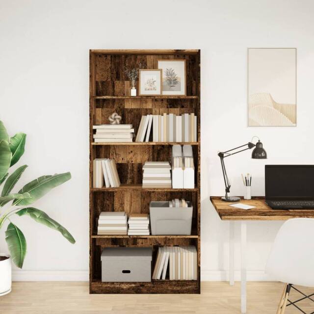 Berkfield Home Decorative Bookcase Old Wood 80x24x176 cm Engineered Wood in Brown - Size: 80 x 24 x 176 cm