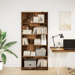 Berkfield Home Decorative Bookcase Old Wood 80x24x176 cm Engineered Wood in Brown - Size: 80 x 24 x 176 cm - thumbnail 1