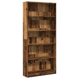 Berkfield Home Decorative Bookcase Old Wood 80x24x176 cm Engineered Wood in Brown - Size: 80 x 24 x 176 cm - thumbnail 3