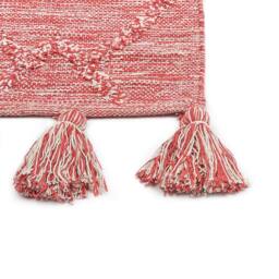 Wyld and Coco Cotton Area Rug 80 x 150 cm - Red and White Tassel Rug - Size: 80 cm x 150 cm - thumbnail 6