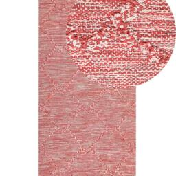 Wyld and Coco Cotton Area Rug 80 x 150 cm - Red and White Tassel Rug - Size: 80 cm x 150 cm - thumbnail 2