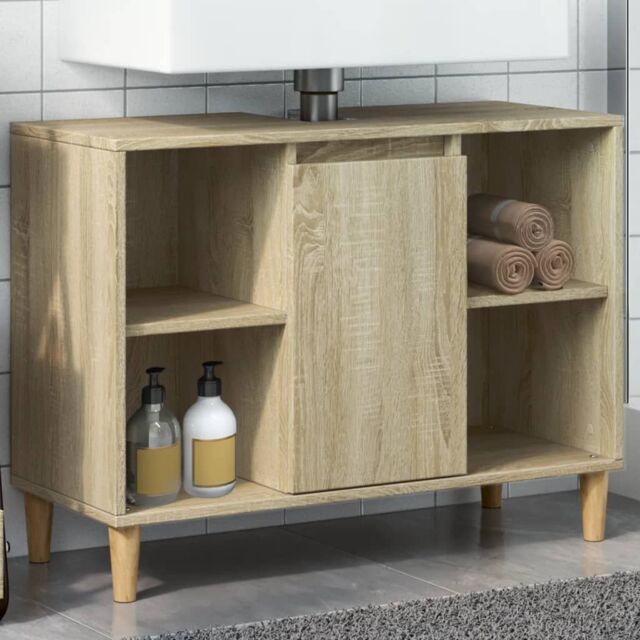 Berkfield Home Bathroom Cabinet Sonoma Oak 80x33x60 cm Engineered Wood in Brown - Size: 80 x 33 x 60 cm - image 1