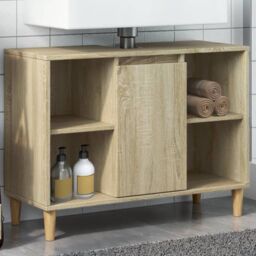 Berkfield Home Bathroom Cabinet Sonoma Oak 80x33x60 cm Engineered Wood in Brown - Size: 80 x 33 x 60 cm - thumbnail 1
