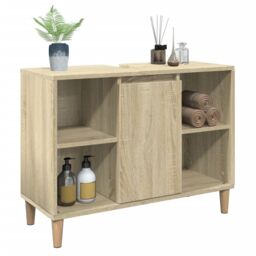 Berkfield Home Bathroom Cabinet Sonoma Oak 80x33x60 cm Engineered Wood in Brown - Size: 80 x 33 x 60 cm - thumbnail 4