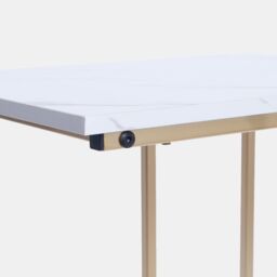 OHS Marble Effect C-Shaped Coffee Table Sofa Desk in White - thumbnail 6