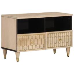 Berkfield Home TV Cabinet 70x33x46 cm Solid Wood Mango in Light Tan - Size: 70 x 33 x 46 cm - thumbnail 2