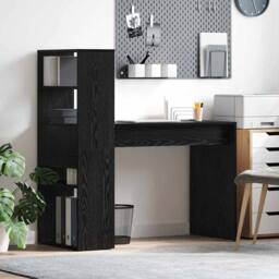 Berkfield Home Modern Desk with Storage Black Oak 113x54x120 cm Engineered Wood - Size: 113 x 54 x 120 cm - thumbnail 2