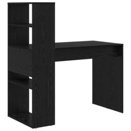 Berkfield Home Modern Desk with Storage Black Oak 113x54x120 cm Engineered Wood - Size: 113 x 54 x 120 cm - thumbnail 7