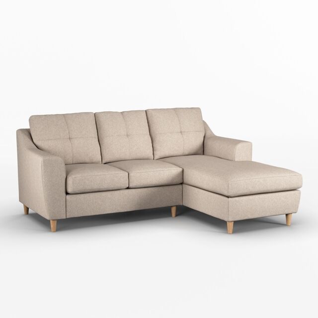 Furnishings For Less UK Baxter Fabric L Shaped 3 Seater Corner Sofa With Chaise Right Hand Facing - Charcoal, Silver, Oatmeal or Sage in Beige - image 1
