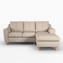 Furnishings For Less UK Baxter Fabric L Shaped 3 Seater Corner Sofa With Chaise Right Hand Facing - Charcoal, Silver, Oatmeal or Sage in Beige - thumbnail 2