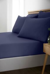 Catherine Lansfield So Soft Non Iron Fitted Sheet in Navy - Size: King Fitted - thumbnail 1