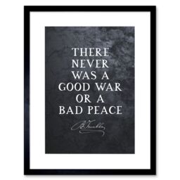"Artery8 Wall Art Print Slate Quote Benjamin Franklin Bad Peace Artwork Framed 9X7 Inch in Black - Size: W7"" x H9""" - thumbnail 1