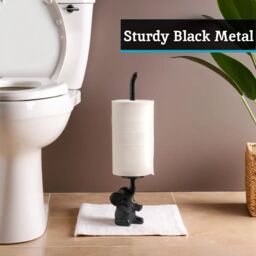 Orsina Elegant Black Elephant Toilet Roll Holder, Classic Toilet Roll Holder For Washroom, Durable Roll Holder - thumbnail 3