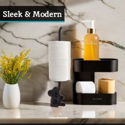 Orsina Elegant Black Elephant Toilet Roll Holder, Classic Toilet Roll Holder For Washroom, Durable Roll Holder - thumbnail 4