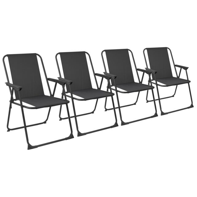Harbour Housewares Folding Metal Beach Chairs Pack of 4 in Black - image 1