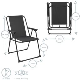 Harbour Housewares Folding Metal Beach Chairs Pack of 4 in Black - thumbnail 3