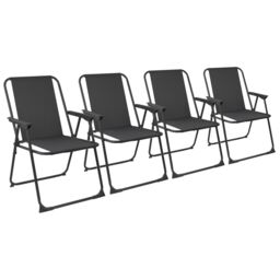 Harbour Housewares Folding Metal Beach Chairs Pack of 4 in Black