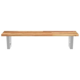 Berkfield Home Basin Shelf Wall Mounted Steel & Solid Wood Acacia in Brown - thumbnail 4