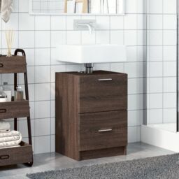Berkfield Home Sink Cabinet Brown Oak 40x37x59 cm Engineered Wood - Size: 40 x 37 x 59 cm - thumbnail 3