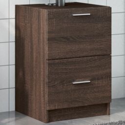 Berkfield Home Sink Cabinet Brown Oak 40x37x59 cm Engineered Wood - Size: 40 x 37 x 59 cm - thumbnail 1