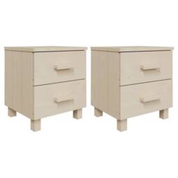 Berkfield Home Bedside Cabinets HAMAR 2 pcs Honey Brown 40x35x44.5cm Solid Wood in Light Tan - Size: 40x35x44.5 cm - thumbnail 1