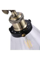 Living and Home Outdoor Wall Light Industrial 1-Light Armed Sconce with Clear Glass Shade in Black - thumbnail 5