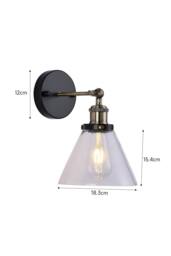 Living and Home Outdoor Wall Light Industrial 1-Light Armed Sconce with Clear Glass Shade in Black - thumbnail 6