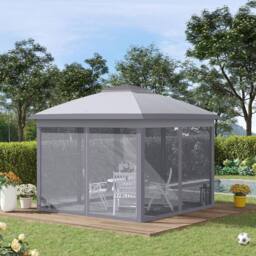 STILVORA Pop-Up Gazebo 3.3 m with Mesh Sidewalls in Grey - thumbnail 2