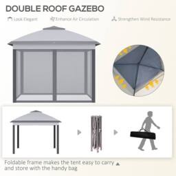 STILVORA Pop-Up Gazebo 3.3 m with Mesh Sidewalls in Grey - thumbnail 5