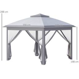 STILVORA Pop-Up Gazebo 3.3 m with Mesh Sidewalls in Grey - thumbnail 3